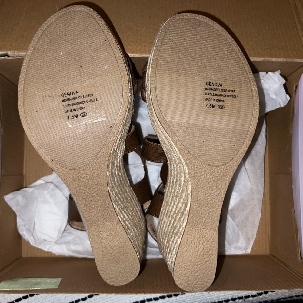 Jellypop NEW Brown Wedge Sandals, comfy boho beach wear, memory foam footbed 7.5 - Picture 3 of 7